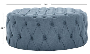 Safavieh Charlene Tufted Cocktail Ottoman - Glamorous Vintage-Inspired Centerpiece For Modern Living Spaces Navy MCR4638H