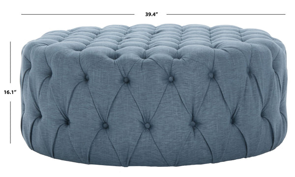 Safavieh Charlene Tufted Cocktail Ottoman - Glamorous Vintage-Inspired Centerpiece For Modern Living Spaces Navy MCR4638H