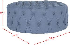 Safavieh Charlene Tufted Cocktail Ottoman - Glamorous Vintage-Inspired Centerpiece For Modern Living Spaces Navy MCR4638H