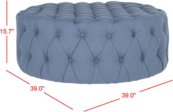 Safavieh Charlene Tufted Cocktail Ottoman - Glamorous Vintage-Inspired Centerpiece For Modern Living Spaces Navy MCR4638H