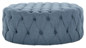 Safavieh Charlene Tufted Cocktail Ottoman - Glamorous Vintage-Inspired Centerpiece For Modern Living Spaces Navy MCR4638H