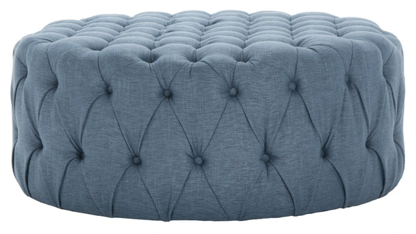 Safavieh Charlene Tufted Cocktail Ottoman - Glamorous Vintage-Inspired Centerpiece For Modern Living Spaces Navy MCR4638H