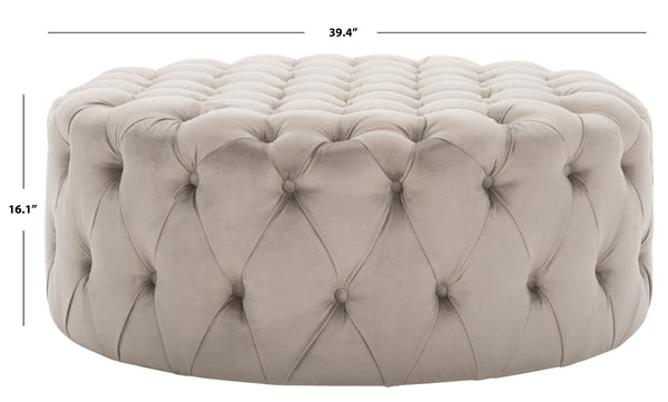 Safavieh Charlene Tufted Cocktail Ottoman - Glamorous Vintage-Inspired Centerpiece For Modern Living Spaces Mushroom MCR4638J