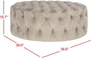 Safavieh Charlene Tufted Cocktail Ottoman - Glamorous Vintage-Inspired Centerpiece For Modern Living Spaces Mushroom MCR4638J