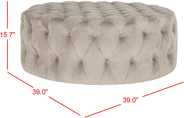 Safavieh Charlene Tufted Cocktail Ottoman - Glamorous Vintage-Inspired Centerpiece For Modern Living Spaces Mushroom MCR4638J