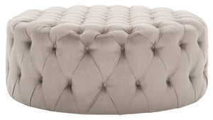 Safavieh Charlene Tufted Cocktail Ottoman - Glamorous Vintage-Inspired Centerpiece For Modern Living Spaces Mushroom MCR4638J