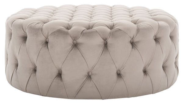 Safavieh Charlene Tufted Cocktail Ottoman - Glamorous Vintage-Inspired Centerpiece For Modern Living Spaces Mushroom MCR4638J