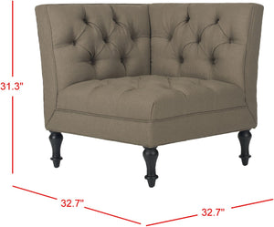 Safavieh Jack Tufted Corner Chair - Cozy Accent Seat With Button Tufting And Modern Angular Design For Living Rooms Olive MCR4643A