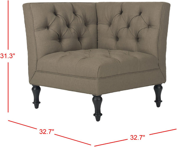 Safavieh Jack Tufted Corner Chair - Cozy Accent Seat With Button Tufting And Modern Angular Design For Living Rooms Olive MCR4643A