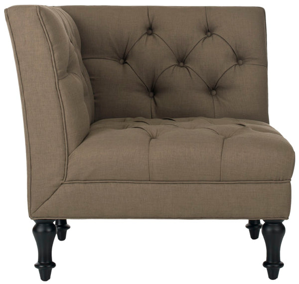 Safavieh Jack Tufted Corner Chair - Cozy Accent Seat With Button Tufting And Modern Angular Design For Living Rooms Olive MCR4643A