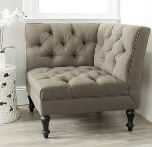 Safavieh Jack Tufted Corner Chair - Cozy Accent Seat With Button Tufting And Modern Angular Design For Living Rooms Olive MCR4643A