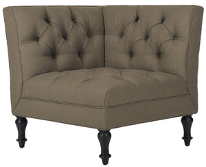 Safavieh Jack Tufted Corner Chair - Cozy Accent Seat With Button Tufting And Modern Angular Design For Living Rooms Olive MCR4643A