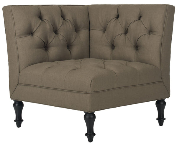 Safavieh Jack Tufted Corner Chair - Cozy Accent Seat With Button Tufting And Modern Angular Design For Living Rooms Olive MCR4643A