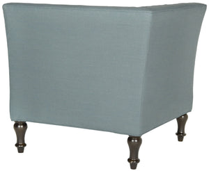 Safavieh Jack Tufted Corner Chair - Cozy Accent Seat With Button Tufting And Modern Angular Design For Living Rooms Sky Blue MCR4643B