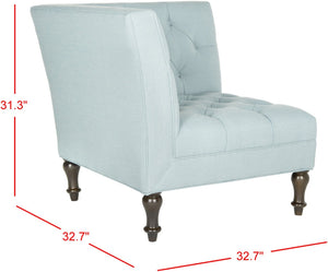 Safavieh Jack Tufted Corner Chair - Cozy Accent Seat With Button Tufting And Modern Angular Design For Living Rooms Sky Blue MCR4643B