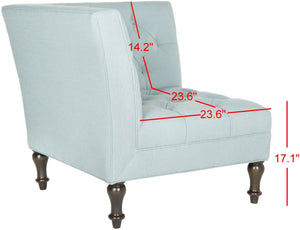 Safavieh Jack Tufted Corner Chair - Cozy Accent Seat With Button Tufting And Modern Angular Design For Living Rooms Sky Blue MCR4643B