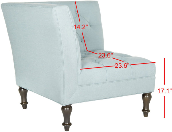 Safavieh Jack Tufted Corner Chair - Cozy Accent Seat With Button Tufting And Modern Angular Design For Living Rooms Sky Blue MCR4643B