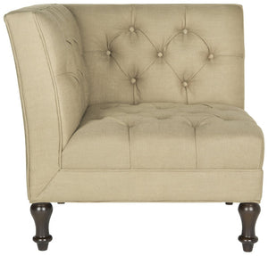 Safavieh Jack Tufted Corner Chair - Cozy Accent Seat With Button Tufting And Modern Angular Design For Living Rooms Antique Gold MCR4643C