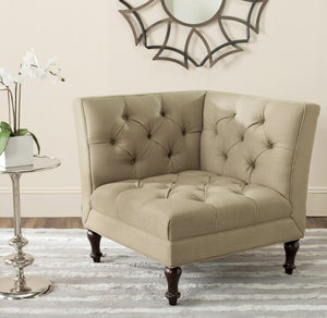 Safavieh Jack Tufted Corner Chair - Cozy Accent Seat With Button Tufting And Modern Angular Design For Living Rooms Antique Gold MCR4643C