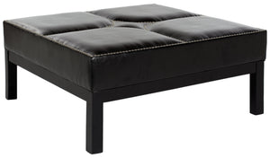 Safavieh Terrence Cocktail Ottoman - Modern Parsons Style With Black Pu Leather & Silver Nail Head Trim MCR4644A