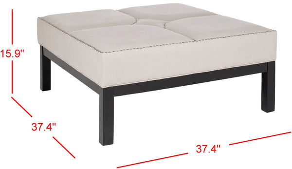 Safavieh Terrence Cocktail Ottoman - Modern Multi-Use Design With Elegant Silver Nail Heads And Taupe Upholstery MCR4644C