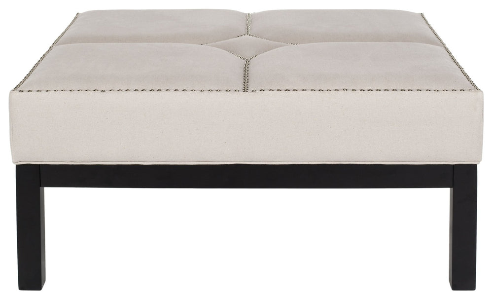Safavieh Terrence Cocktail Ottoman - Modern Multi-Use Design With Elegant Silver Nail Heads And Taupe Upholstery MCR4644C