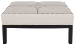 Safavieh Terrence Cocktail Ottoman - Modern Multi-Use Design With Elegant Silver Nail Heads And Taupe Upholstery MCR4644C