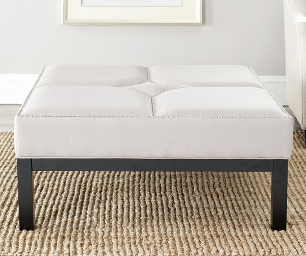 Safavieh Terrence Cocktail Ottoman - Modern Multi-Use Design With Elegant Silver Nail Heads And Taupe Upholstery MCR4644C
