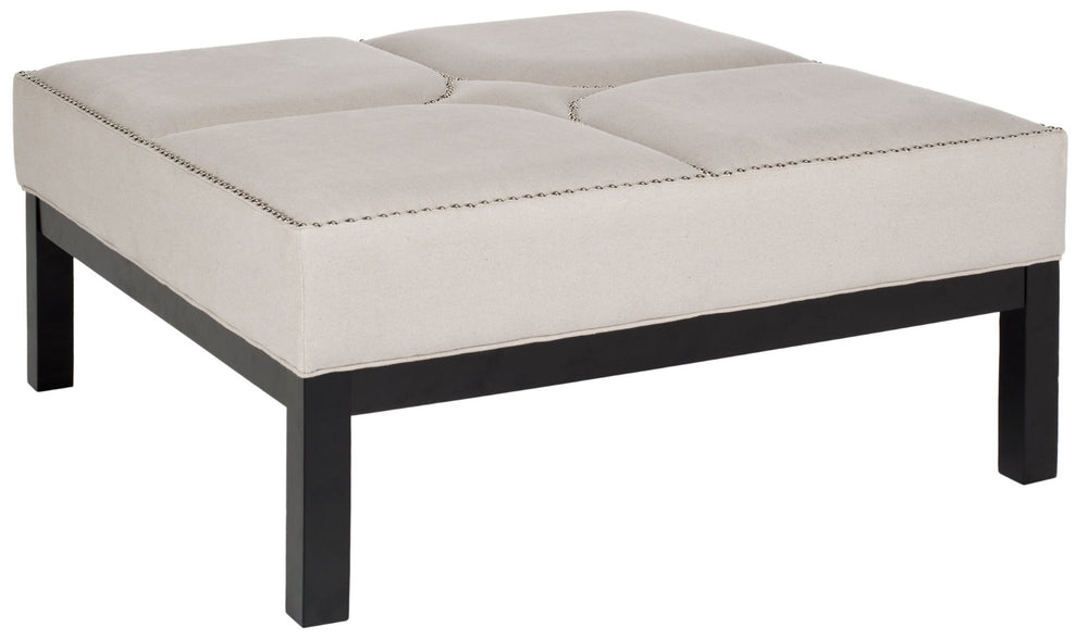 Safavieh Terrence Cocktail Ottoman - Modern Multi-Use Design With Elegant Silver Nail Heads And Taupe Upholstery MCR4644C