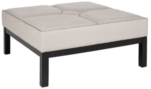 Safavieh Terrence Cocktail Ottoman - Modern Multi-Use Design With Elegant Silver Nail Heads And Taupe Upholstery MCR4644C
