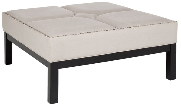 Safavieh Terrence Cocktail Ottoman - Modern Multi-Use Design With Elegant Silver Nail Heads And Taupe Upholstery MCR4644C
