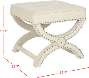 Safavieh Mystic Ottoman - Elegant Savonarola Design With Silver Nail Heads For Modern Glamour In Any Space Cream MCR4645A