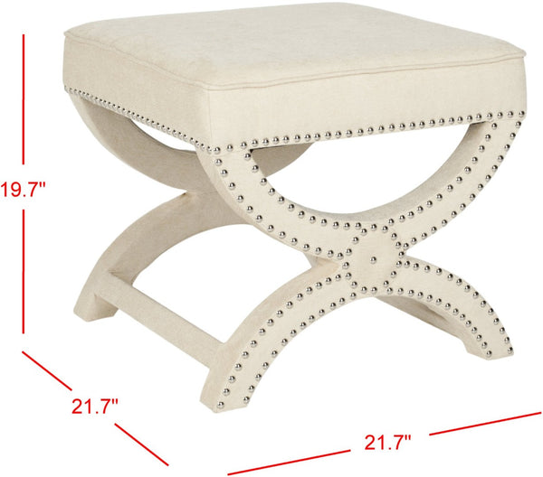Safavieh Mystic Ottoman - Elegant Savonarola Design With Silver Nail Heads For Modern Glamour In Any Space Cream MCR4645A