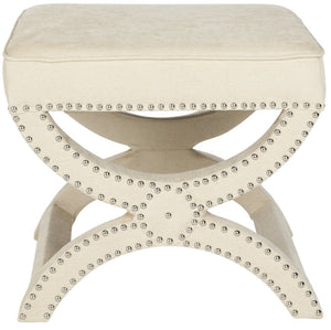 Safavieh Mystic Ottoman - Elegant Savonarola Design With Silver Nail Heads For Modern Glamour In Any Space Cream MCR4645A