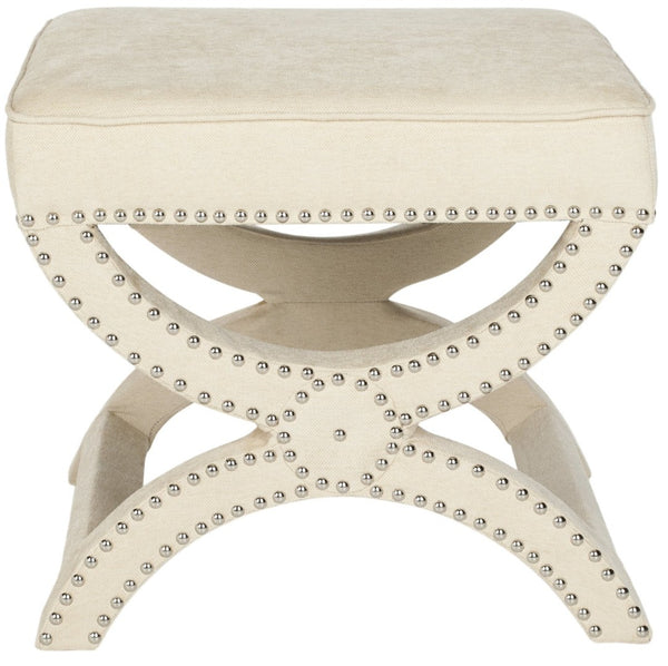 Safavieh Mystic Ottoman - Elegant Savonarola Design With Silver Nail Heads For Modern Glamour In Any Space Cream MCR4645A