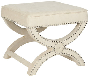 Safavieh Mystic Ottoman - Elegant Savonarola Design With Silver Nail Heads For Modern Glamour In Any Space Cream MCR4645A