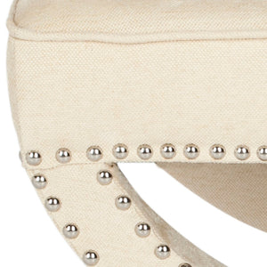 Safavieh Mystic Ottoman - Elegant Savonarola Design With Silver Nail Heads For Modern Glamour In Any Space Cream MCR4645A