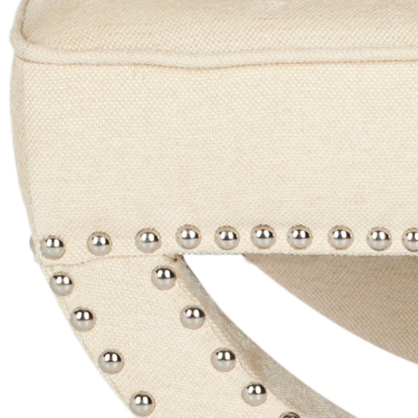Safavieh Mystic Ottoman - Elegant Savonarola Design With Silver Nail Heads For Modern Glamour In Any Space Cream MCR4645A