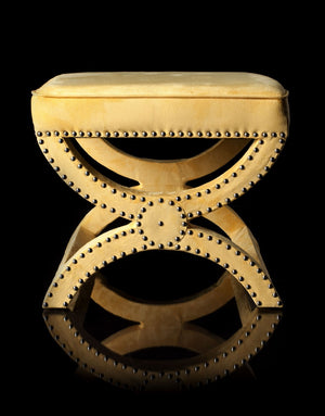 Safavieh Mystic Ottoman - Elegant Savonarola Design With Silver Nail Heads For Modern Glamour In Any Space Yellow MCR4645C