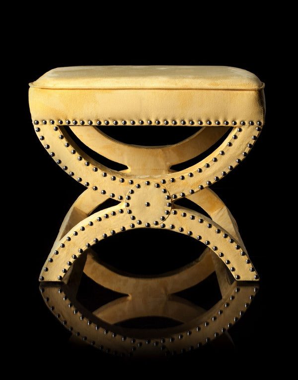 Safavieh Mystic Ottoman - Elegant Savonarola Design With Silver Nail Heads For Modern Glamour In Any Space Yellow MCR4645C