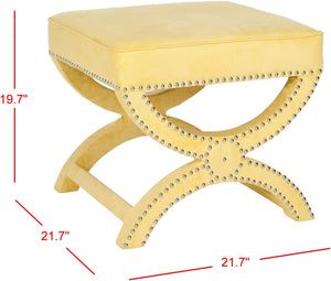Safavieh Mystic Ottoman - Elegant Savonarola Design With Silver Nail Heads For Modern Glamour In Any Space Yellow MCR4645C
