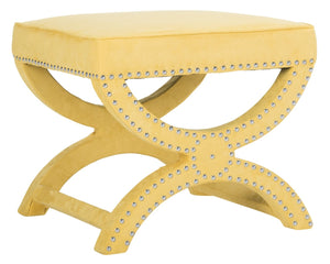 Safavieh Mystic Ottoman - Elegant Savonarola Design With Silver Nail Heads For Modern Glamour In Any Space Yellow MCR4645C