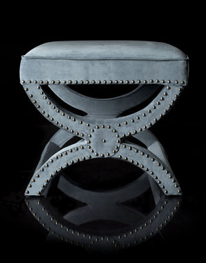 Safavieh Mystic Ottoman - Elegant Savonarola Design With Silver Nail Heads For Modern Glamour In Any Space Blue MCR4645D