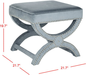 Safavieh Mystic Ottoman - Elegant Savonarola Design With Silver Nail Heads For Modern Glamour In Any Space Blue MCR4645D