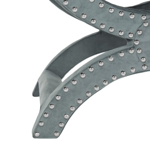 Safavieh Mystic Ottoman - Elegant Savonarola Design With Silver Nail Heads For Modern Glamour In Any Space Blue MCR4645D