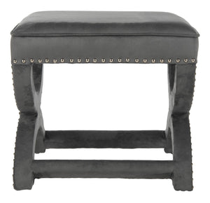 Safavieh Mystic Ottoman - Elegant Savonarola Design With Silver Nail Heads For Modern Glamour In Any Space Grey MCR4645E