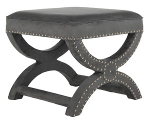 Safavieh Mystic Ottoman - Elegant Savonarola Design With Silver Nail Heads For Modern Glamour In Any Space Grey MCR4645E