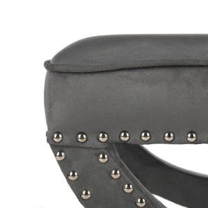 Safavieh Mystic Ottoman - Elegant Savonarola Design With Silver Nail Heads For Modern Glamour In Any Space Grey MCR4645E