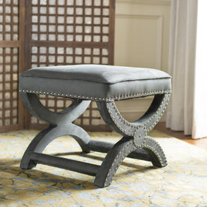 Safavieh Mystic Ottoman - Elegant Savonarola Design With Silver Nail Heads For Modern Glamour In Any Space Grey MCR4645E