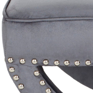 Safavieh Mystic Ottoman - Elegant Savonarola Design With Silver Nail Heads For Modern Glamour In Any Space Grey MCR4645E